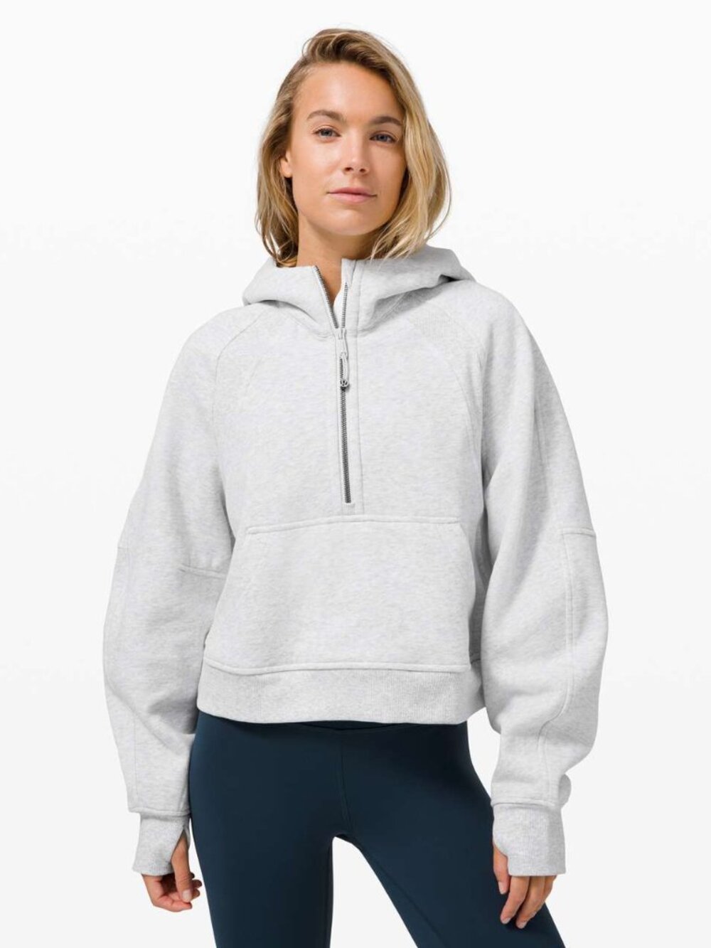 Lululemon Scuba Oversized 1/2 Zip Hoodie Heathered Core Ultra Light Grey Size XS
